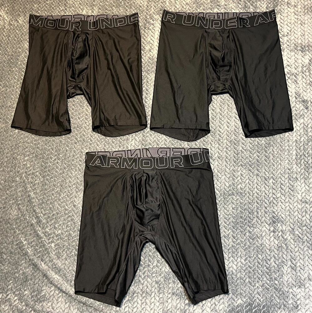 Under Armour Performance Tech Boxer Briefs Mens Large Black Stretch Lot of 3